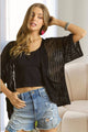 Fishnet Short Sleeve Kimono in Black (REG)