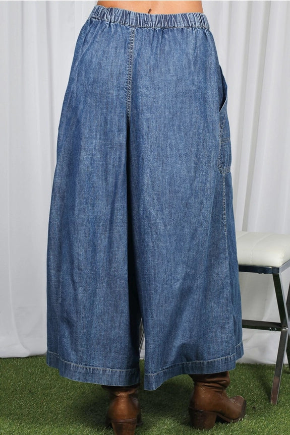 Washed Chambray Crop Pants (REG)