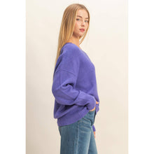 Relaxed V-Neck Sweater in Iris Purple (REG)