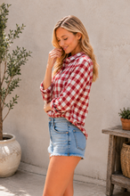 Buffalo Plaid Button Top in Red (REG/PLUS)
