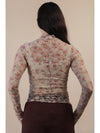 High Neck Floral Mesh Top in Beige (REG)