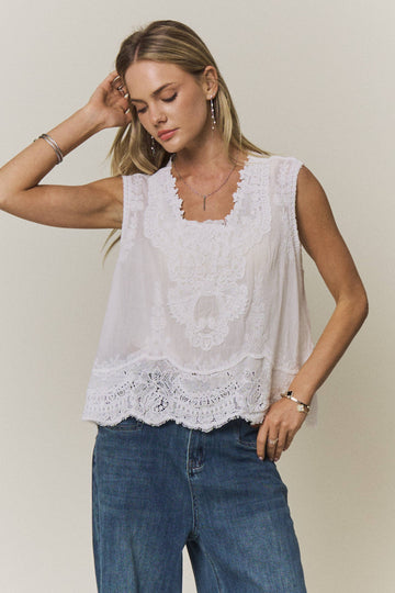 Sleeveless Scallop Lace Top (REG)