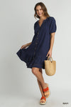 Stay Casual Button Down Dress in Navy (REG)