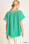 Daisy Embroidered Top in Sage Mint (REG)