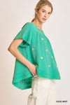 Daisy Embroidered Top in Sage Mint (REG)