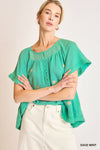 Daisy Embroidered Top in Sage Mint (REG)