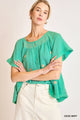 Daisy Embroidered Top in Sage Mint (REG)