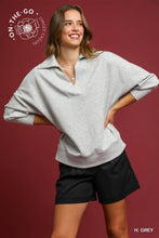 Luxeknit Collared Pullover Top in H. Grey (REG)