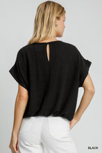 Tie Hem Linen Top in Black (REG)