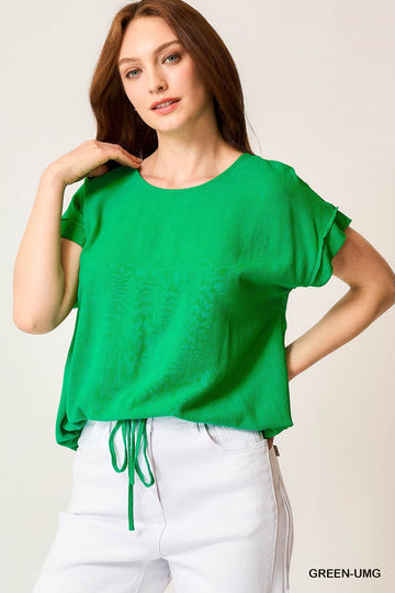 Drawstring Top in Green (REG)