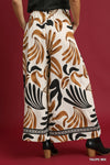 Tropical Leaf Wide Leg Pants in Taupe (REG)