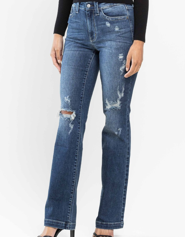 The Mid Rise Hand Sand & Destroy Bootcut Judy Blues (82541)