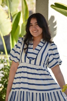 Leanna Striped Maxi Dress in Navy (REG/PLUS)