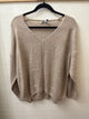 Cozy V Neck Sweater in Taupe (REG)