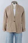 Quilted One Button Jacket in Taupe (REG)