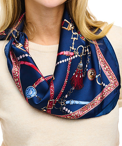 Horsebit and Tassel Print Scarf