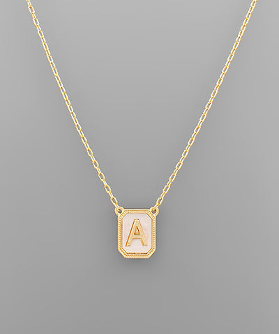 Pearl Tag Initial Necklace