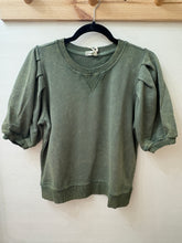 Pleated Sleeve Sweatshirt in Olive (REG)