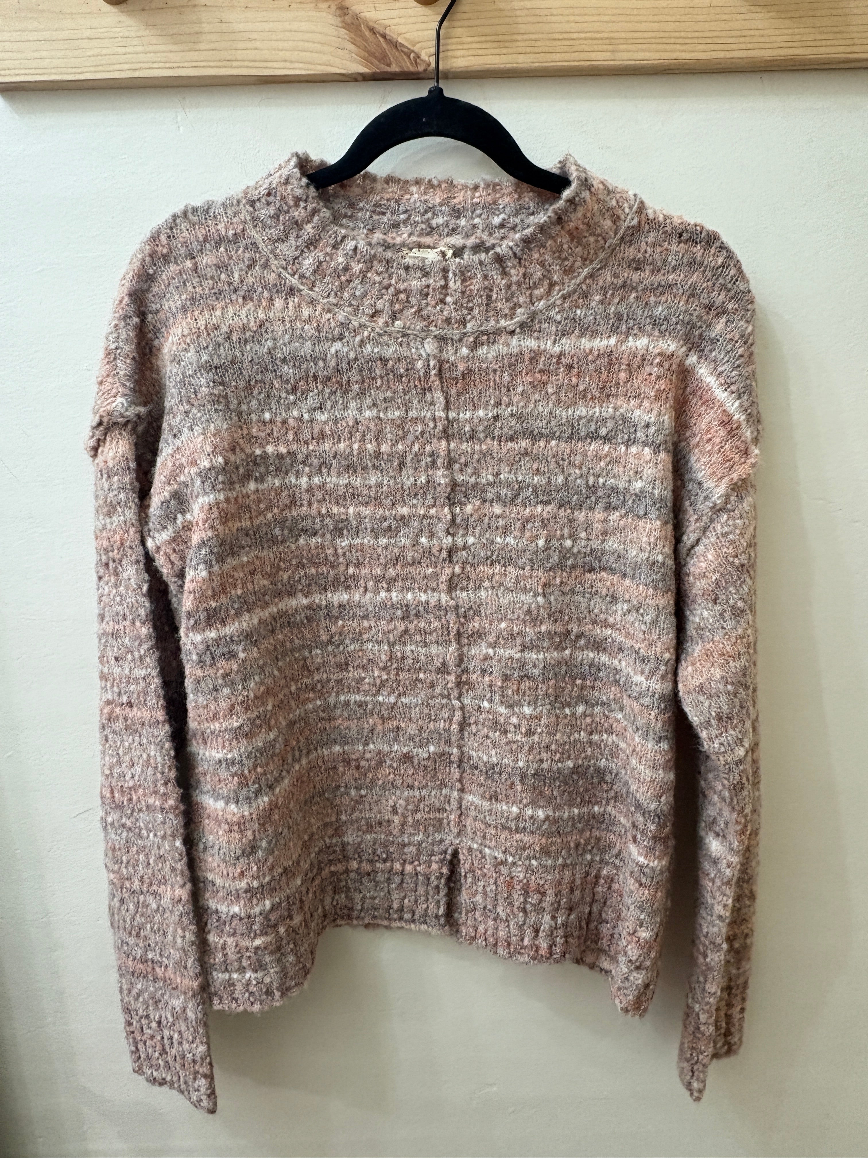 Multi Color Boucle Sweater in Grey/Salmon (REG)