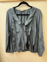 V-Neck Ruffle Blouse Top in Slate (REG)