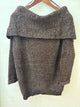 Foldover Off the Shoulder Sweater in Brown (REG)