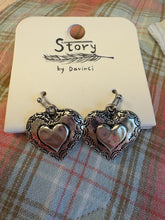 Engraved Silver Heart Earrings