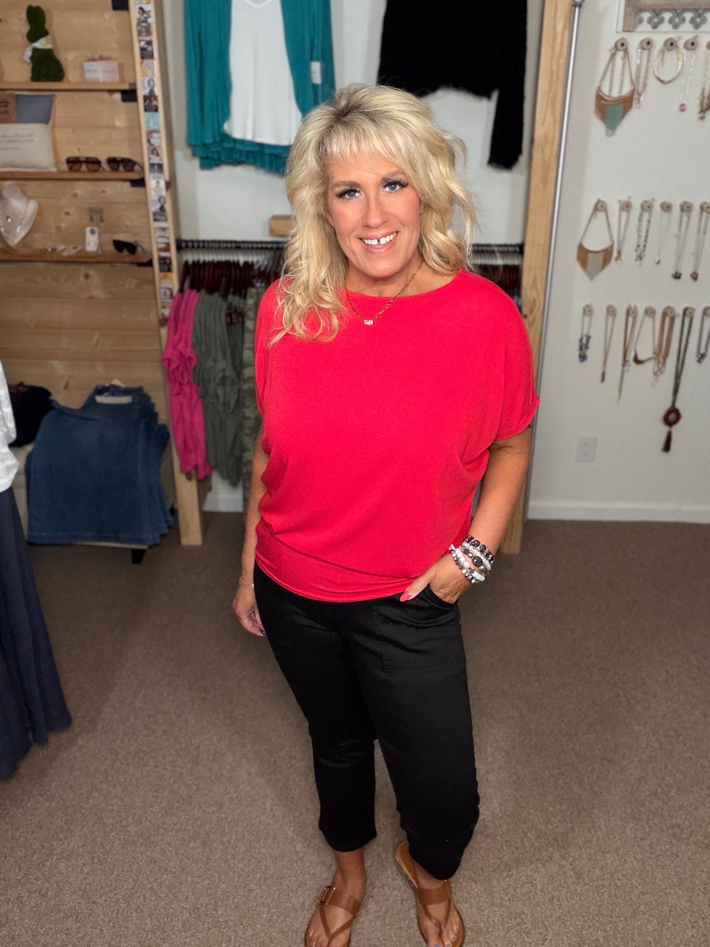 Always Classy Dolman Top in Ruby (REG)