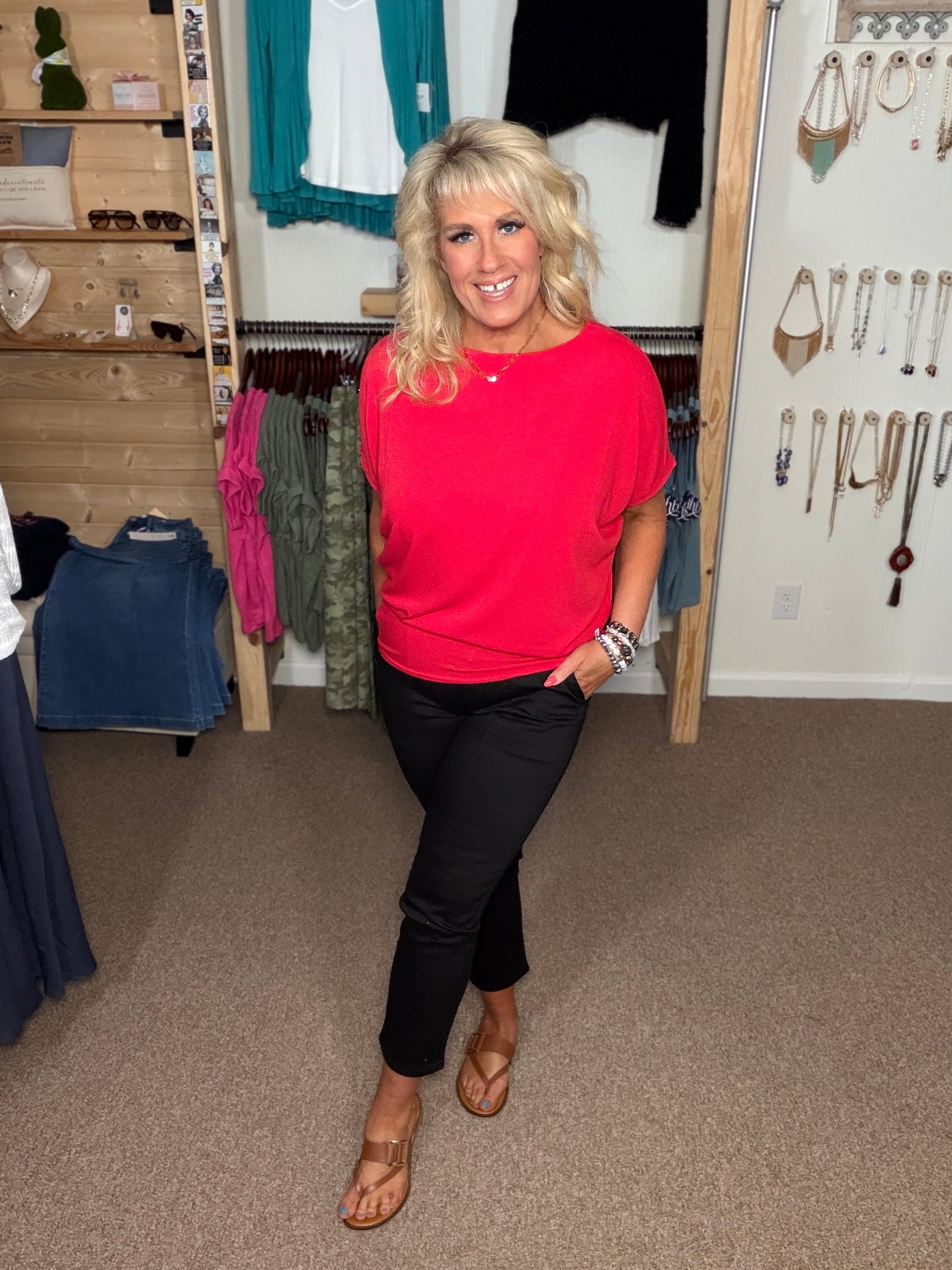 Always Classy Dolman Top in Ruby (REG)