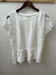 Crochet Contrast Peplum Top in Off White (REG)