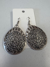 Silver Floral Teardrop Earrings
