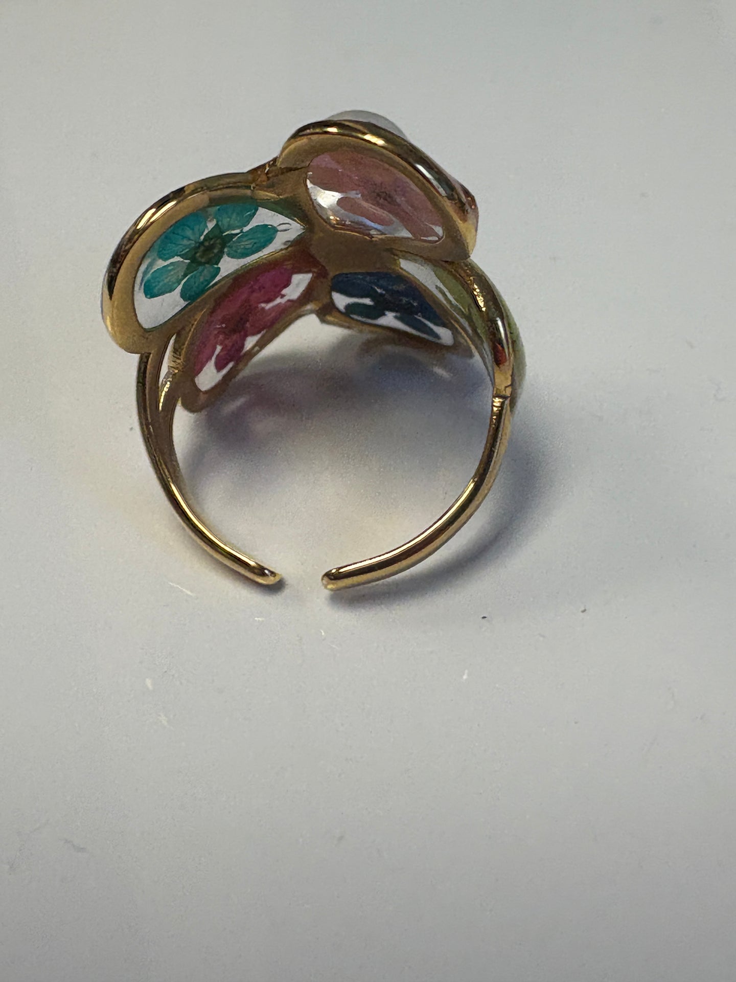 Pressed Flower Pearl Ring