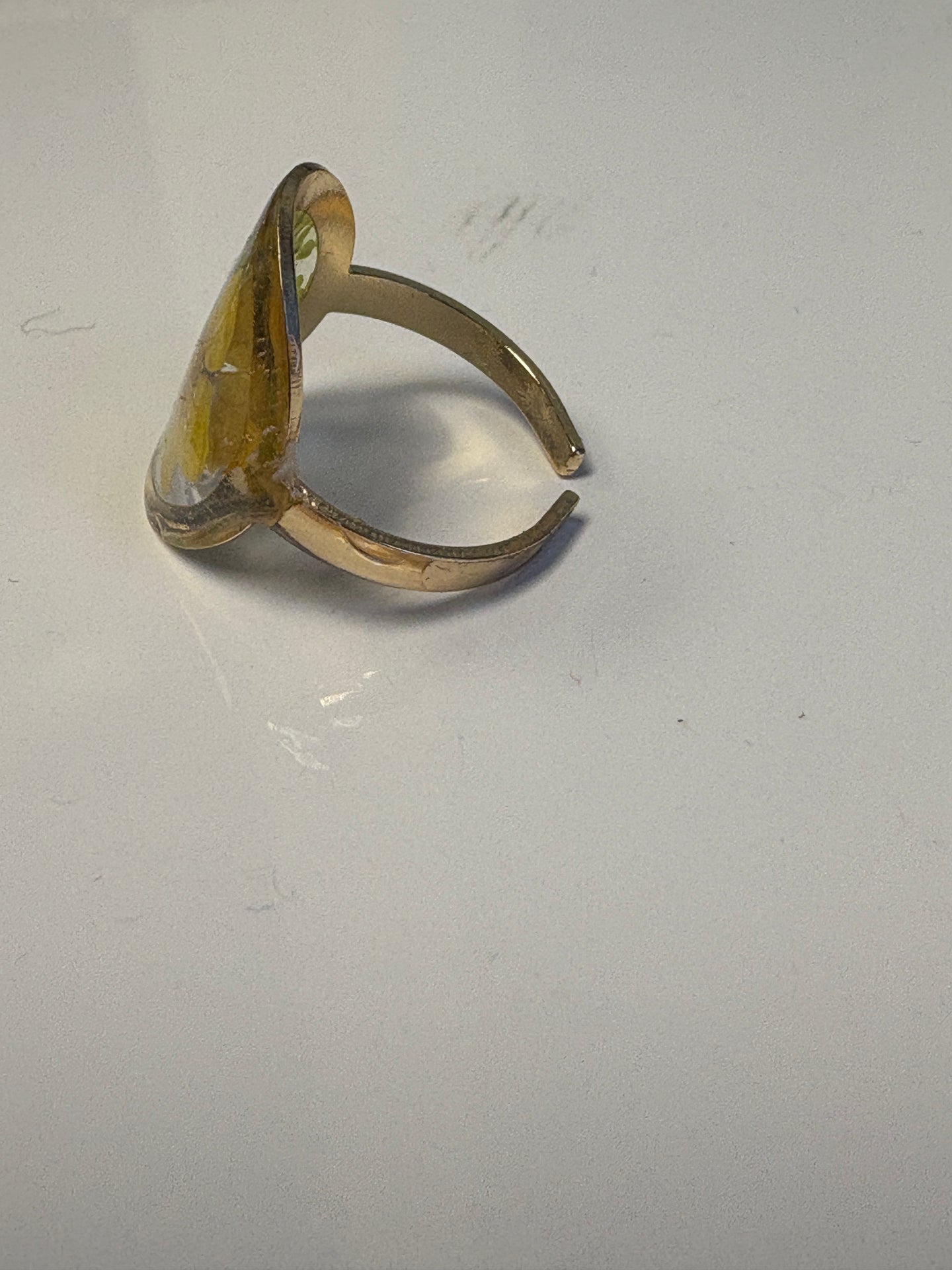 Pressed Yellow Flower Ring
