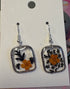 Pressed Orange Flower Square Earrings