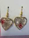 Pressed Flower Heart Earrings