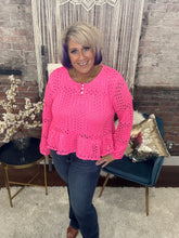 The Hot Pink Peplum Long Sleeve Top