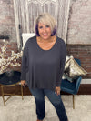 OVERSIZED SLOUCHY TUNIC TOP  ED7010 BLA