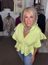 Ruffled Hood Top in Apple Green (REG)