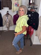 Ruffled Hood Top in Apple Green (REG)