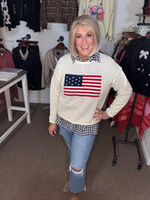 Crochet American Flag Top in Natural (REG)