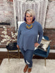 Blue Long Sleeved Casual Top
