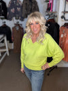 Simple V-Neck Sweater in Neon Yellow (REG)