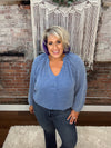 The Deep Blue Balloon Sleeve Top