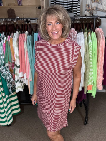 Fortune Striped Mini Dress in Marsala (REG)