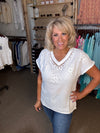 Crochet Trim Gauze Top in Off White (REG)