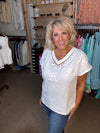 Crochet Trim Gauze Top in Off White (REG)