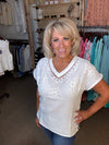 Crochet Trim Gauze Top in Off White (REG)