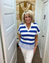 Contrast Collar Striped Top in Royal Blue (REG)
