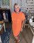 Stay Comfy Ribbed Dress in Orange