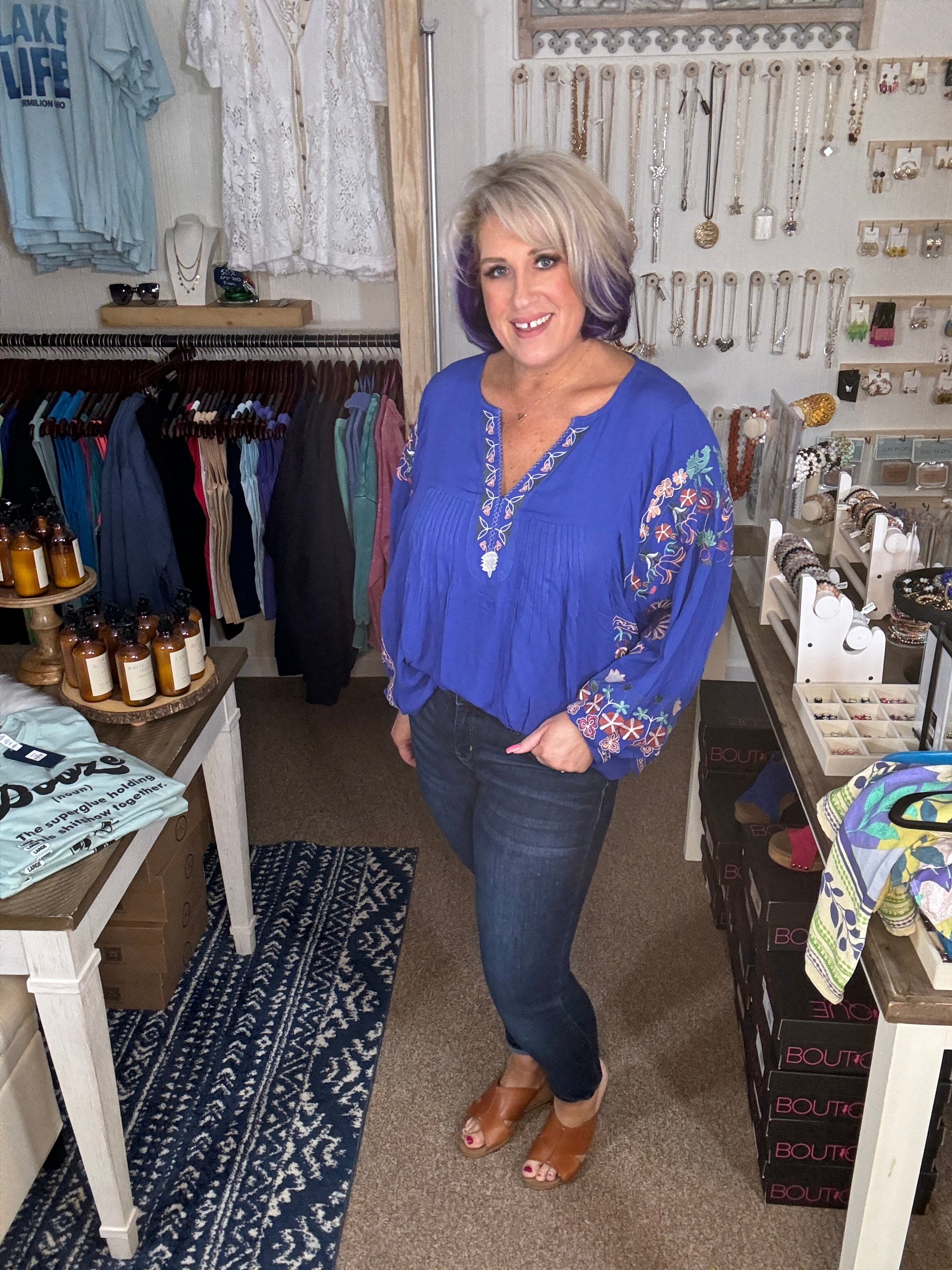 Small Town Charm Top in Blue