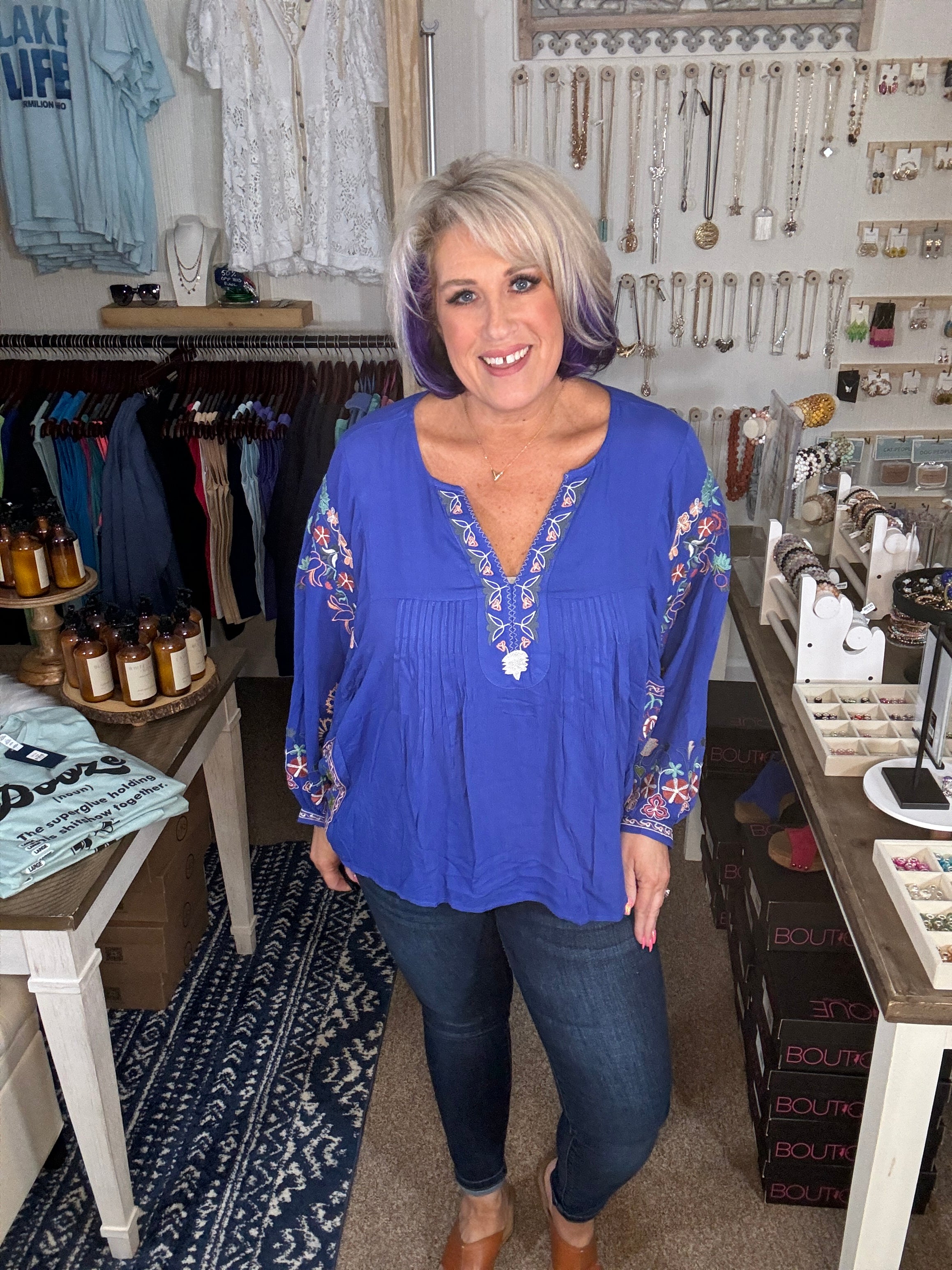 Small Town Charm Top in Blue